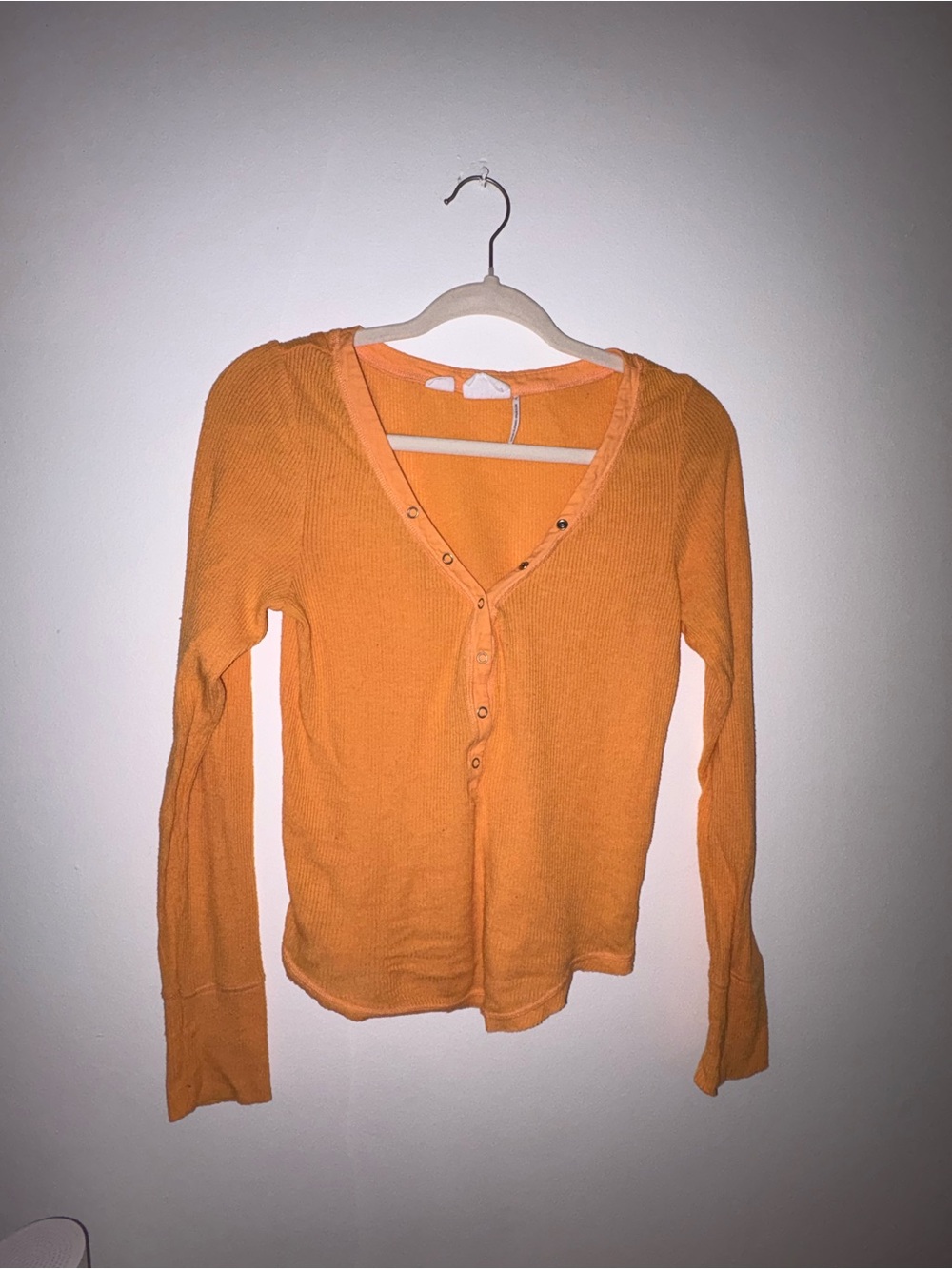 Urban Outfitters Orange Long-Sleeve V-Neck Button Cardigan